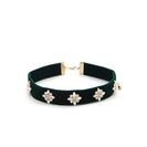 Bijuterii Femei Forever21 Velour Rhinestone Choker Greenclear