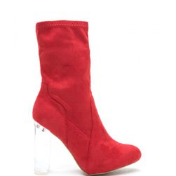 Incaltaminte Femei CheapChic Clear Your Mind Chunky Lucite Booties Red