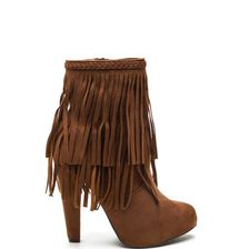 Incaltaminte Femei CheapChic Focus On Fringe Faux Suede Booties Tan