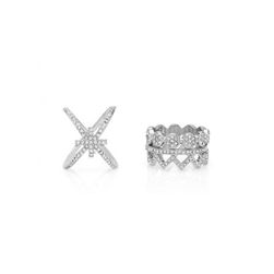 Bijuterii Femei Forever21 Rhinestone Crisscross Ring Set Silverclear