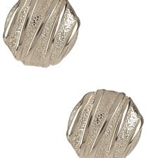 Savvy Cie Italian Textured Button Earrings WHITE