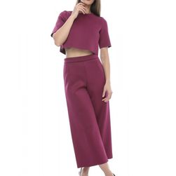 Top burgundi, din neopren, cu maneca scurta, MyTop