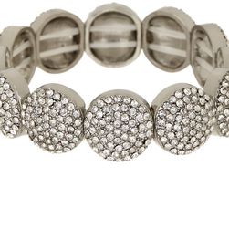 Natasha Accessories Round Pave Crystal Bracelet SILVER
