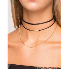 Bijuterii Femei CheapChic Modern Bar 2pc Choker Set Black