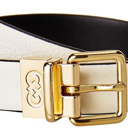 Cole Haan 25mm Reversible Feather Edge Belt Ivory/Black