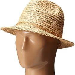 San Diego Hat Company RHF6117 Fedora Hat with Turquoise Trim Natural