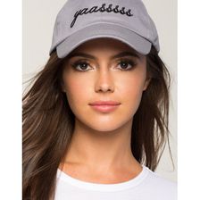 Accesorii Femei CheapChic Yassss Embroidered Canvas Cap Gray