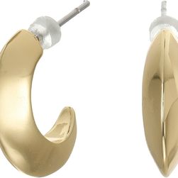 Ralph Lauren Luxe Links Small Knife Edge Hoop Earrings Gold