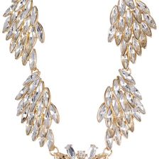 Natasha Accessories Crystal Leaves Necklace GOLD