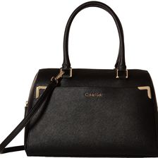 Calvin Klein On My Corner Saffiano Leather Satchel Black