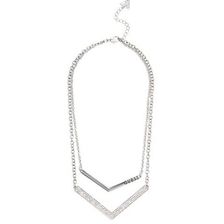 Bijuterii Femei GUESS Silver-Tone Double Chevron Necklace silver