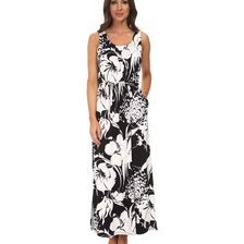 Adrianna Papell Scoop Neck Maxi Dress Navy/Ivory
