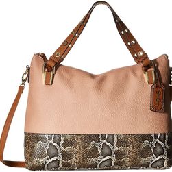 Jessica Simpson Sutton Crossbody Tote Dusty Rose/Brown Python/Cognac