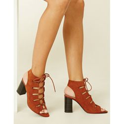 Incaltaminte Femei Forever21 Lace-Up Faux Suede Cutout Heels Rust