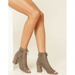 Incaltaminte Femei Forever21 Open-Toe Lace-Up Booties Grey