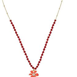 Kate Spade New York Lovely Lillies Tassel Mini Pendant Necklace Coral Multi
