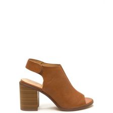 Incaltaminte Femei CheapChic You Make Me Hole Perforated Chunky Heels Cognac