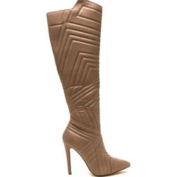 Incaltaminte Femei CheapChic Quilted Wonder Faux Leather Boots Taupe