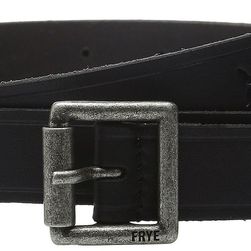 Frye 25mm Leather Belt with Heat Crease and Wrap Front Tip Black/Antique Nickel