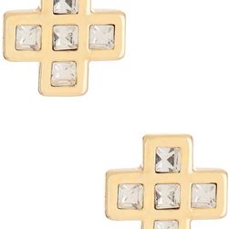 Marc by Marc Jacobs Crystal Cross & Clover Mismatched Stud Earrings CRYSTAL-ORO