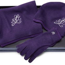 Ralph Lauren Monogram 3-Piece Gift Set Purple Lake / Purple Hthr