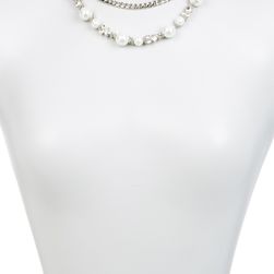 Givenchy Simulated Pearl Chainlink Necklace SILVER
