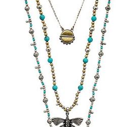 Lucky Brand Turquoise Lucky Layer Necklace with Butterfly Two-Tone