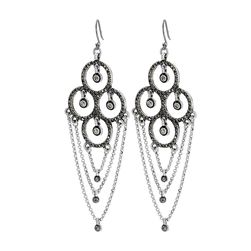 Lucky Brand Pave Chain Dangles Earrings Silver