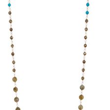 Chan Luu Sterling Silver Semi Precious Beaded Chain Necklace Turquoise Mix